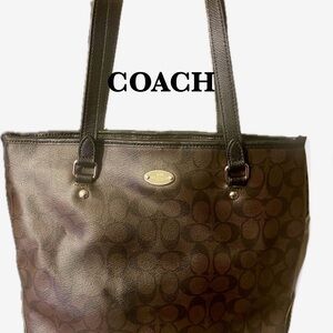 Coach Signature Brown and Black Tote